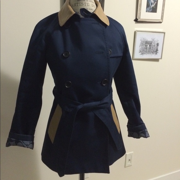 SOLD***Coach navy and cream trench coat***SOLD - Picture 1 of 5